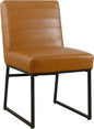 HomePop Channeled Metal Dining Chair Home Décor | Single Pack - Brown Faux Leather
