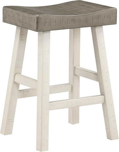 Lexicon Bar Table Set for 3, Small Kitchen Table Set Kitchen Island Table with 3 Saddle Bar Stools, 4 Piece Dining Table Set for Breakfast Nook, Living Room, Apartment, Counter Height, White/Coffee