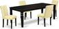 East West Furniture LGAB5-BLK-73 5 Piece Dining Set Includes a Rectangle Dining Room Table with Butterfly Leaf and 4 Eggnog Faux Leather Upholstered Parson Chairs, 42x84 Inch, Black
