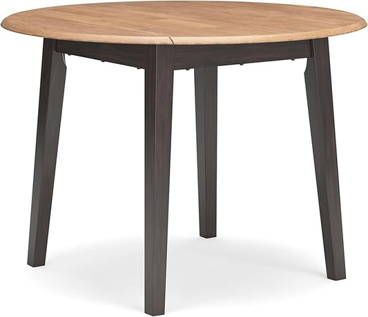 Signature Design by Ashley Gesthaven Contemporary Dining Drop Leaf Table with 4 Legs, Light Brown & Dark Brown