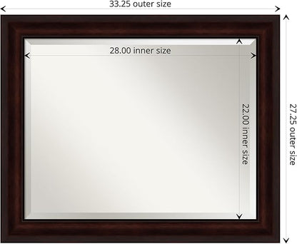 Amanti Art Brown Wall Mirror 27x33 Coffee Bean Brown Rectangle Bathroom Mirror for Wall Decor Living Room, Large Casual Frame, Hangs Horizonally and Vertically, Bathroom Decor, Beveled Edge from WI