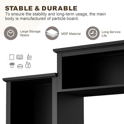 Wall Unit TV Stand with Storage & LED Lights, Large Entertainment Center with Bookshelves for TVs up to 75", Media Console for Living Room, Black