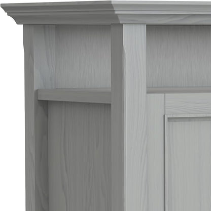 SIMPLIHOME Amherst 54-inch Wide Solid Wood TV Stand in Fog Grey, Transitional-Style Media Console for Living Room with Adjustable Shelves and Cable Management