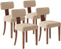 Farmhouse Chair Set of 4, Mid Century Modern Dining Chairs, Sherpa Upholstered Kitchen Chairs with Curved Backrest & Adjustable Legs for Living Room/Bedroom, Easy to Install, Beige Linen