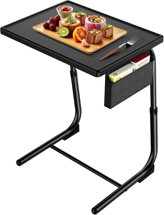 HUANUO TV Tray, Adjustable TV Dinner Tray, 20.5 x 15.4 inch Folding Tray Table with Storage Pocket, 6 Height Settings, 3 Angle Adjustments, Comfortable Tray Tables for Bed & Sofa, HNTT04B