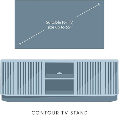 Plank+Beam Contour Wood TV Stand, Solid Wood Entertainment Console with Storage, 59" L x 16" W x 19" H, Blonde