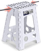 Delxo Folding Step Stool 17.5 Inch White Step Stools Foldable,Portable Collapsible Step Stool with Handle, Folding Stool for Kitchen Bathroom,Bedroom,Garden