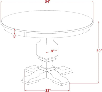 F53-0N-TP - Modern Dining Table with Acacia Wood Round Tabletop, Antique Walnut Finish