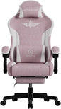 GTPLAYER Gaming Chair, Video Game Chairs with Footrest and Lumbar Support, Computer Chair for Adults with Extended Backrest, Ergonomic Reclining Silla Gamer, Linen Fabric, Pink