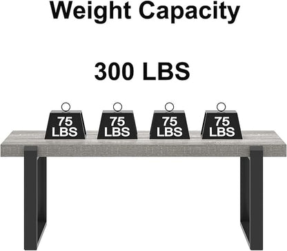FOLUBAN Modern Coffee Table, Rustic Wood and Metal Center Table, Rectangle Cocktail Tea Table for Living Room, Light Grey, 47 Inch