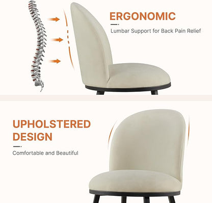 Dining Chairs Set of 6, Fabric Upholstered Dining Room Chairs with Ergonomic Backrest & Metal Legs, Modern Kitchen Side Chairs for Home, Restaurant, and Café, Sand, 2 Boxs
