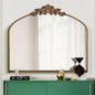 WAMIRRO Ornate Gold Mirror,Vintage Arched Baroque Antique Mirorrs for Living RoomHallwayFireplaceBathroomEntryway 36"X30"