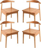 DELAVIN Solid Wood Dining Chairs Set of 4, Farmhouse Dining Room Chairs with Curved Backrest, Mid Century Modern Dining Chair for Living Room, Kitchen, Bedroom, Oak