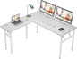 DlandHome Reversible L-Shaped Desk Large Corner Desk Folding Table Computer Desk Home Office Table Computer Workstation, White DND-ND11-WW