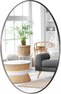 ANDY STAR Brushed Nickel Oval Mirrors for Bathroom, 22x30 Inch Silver Stainless Steel Metal Framed Oval Wall Mirror, Modern Vanity Mirror Wall Mount Horizontal or Vertical
