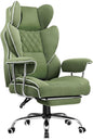 COMHOMA Big and Tall Office Chair, High Back Leather Gaming Chair with Footrest, Executive Ergonomic Office Chair with Pocket Spring Lumbar Support and with Outward Fixed Soft Armrests
