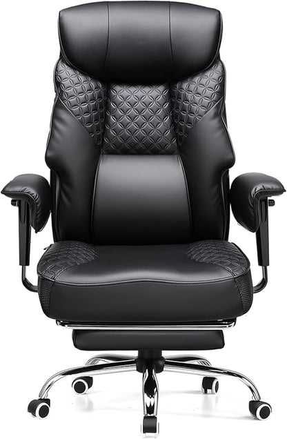 GTRACING Big and Tall Office Chair 400LBS Wide Ergonomic Gaming Chair with Deluxe Embossing Designed Leather with Foot Rest,150°Reclining Adjustable Soft Armrests Pocket Spring Back Support and Pillow
