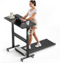 Mobile Walking Pad Desk with Wheels, Pneumatic Small Rolling Standing Desk Riser Height Adjustable (28-43.7") for Treadmill, Portable Computer Table for Home Office, Black