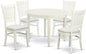 East West Furniture BOVA5-LWH-C 5 Piece Dinette Set for 4 Includes a Round Kitchen Table and 4 Linen Fabric Upholstered Dining Chairs, 42x42 Inch, Linen White