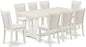 East West Furniture V027MZ001-9 9 Piece Modern Dining Table Set Includes a Rectangle Wooden Table with V-Legs and 8 Cream Linen Fabric Parsons Dining Chairs, 40x72 Inch, Multi-Color