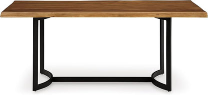 Signature Design by Ashley Fortmaine Contemporary Dining Table with Natural Live Edge, Light Brown & Black