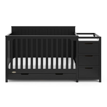 Graco Hadley All-in-One Convertible Crib & Changer (Black) – GREENGUARD Gold Certified, Fits Standard Crib Mattress, Converts to Toddler Bed and Full Bed, 4 Adjustable Mattress Heights