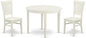 East West Furniture BOVA3-LWH-W 3 Piece Modern Dining Table Set Contains a Round Kitchen Table and 2 Kitchen Dining Chairs, 42x42 Inch, Linen White