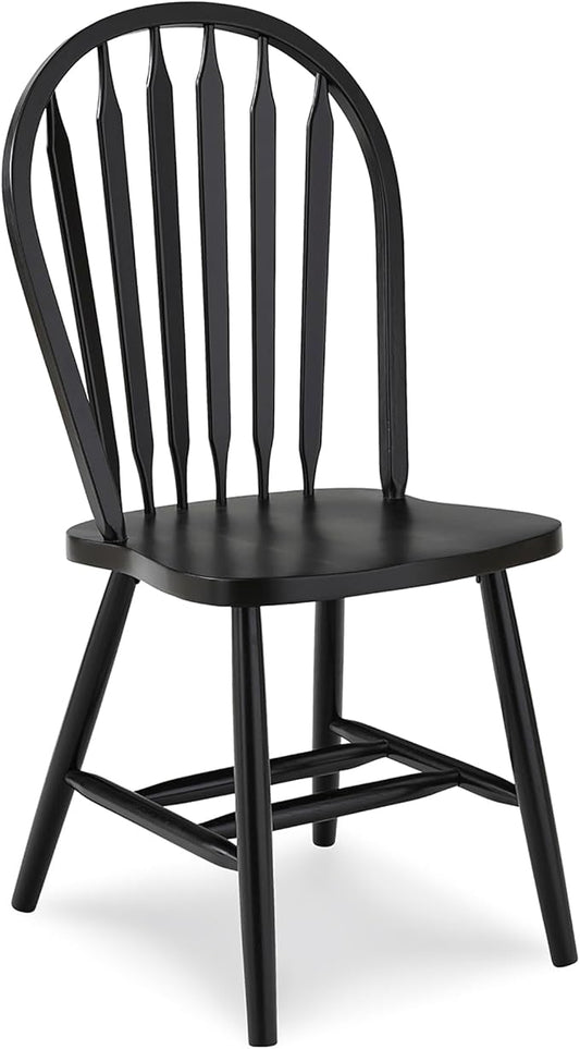 IC International Concepts Solid Wood Windsor ArrowBack Dining Chair with Plain Legs, Black