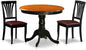 East West Furniture ANAV3-BLK-LC 3 Piece Dining Room Furniture Set Contains a Round Kitchen Table with Pedestal and 2 Faux Leather Upholstered Dining Chairs, 36x36 Inch, Black & Cherry