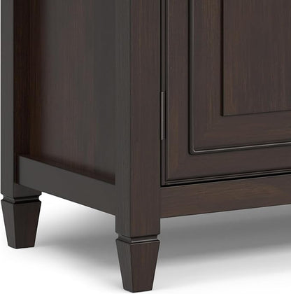 SIMPLIHOME Connaught SOLID WOOD 67 inch Wide Traditional Large Sideboard Buffet Storage Cabinet in Dark Chestnut Brown for the Living Room, Entryway and Family Room