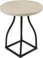 HomePop Lindsay Round Accent Table with Metal Base - White Wash