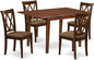 East West Furniture PSCL5-MAH-C 5 Piece Modern Dining Table Set Includes a Rectangle Wooden Table with Butterfly Leaf and 4 Linen Fabric Kitchen Dining Chairs, 32x60 Inch, Mahogany