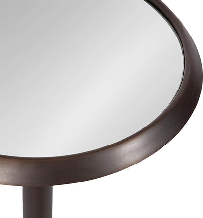 Kate and Laurel Sanzo Modern Pedestal Drink Table; 10 x 10 x 23; Antique Bronze; Decorative End Table with Mirrored Tabletop for Use as Small Plant Stand or Cute Martini Table