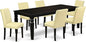 East West Furniture LGAB7-BLK-73 7 Piece Dining Set Consist of a Rectangle Dining Room Table with Butterfly Leaf and 6 Eggnog Faux Leather Upholstered Chairs, 42x84 Inch, Black