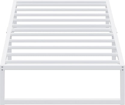 EMODA 12 Inch Twin XL Bed Frame, Metal Platform White Bed Frame No Box Spring Needed, Heavy Duty Steel Slats Support, Easy Assembly, Noise Free