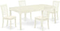 East West Furniture DODA5-LWH-C 5 Piece Modern Dining Table Set Includes a Rectangle Wooden Table with Butterfly Leaf and 4 Linen Fabric Dining Room Chairs, 42x78 Inch, Linen White
