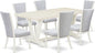 East West Furniture V027VE005-7 7 Piece Dining Set Consist of a Rectangle Dining Room Table with V-Legs and 6 Grey Linen Fabric Upholstered Parson Chairs, 40x72 Inch, Multi-Color