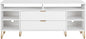 Manhattan Comfort Dumbo Mid Century Modern TV Stand for Televisions up to 60 Inches, Home Entertainment Center with Storage, 6 Shelves, 2 Drawers, No Tool Assembly, 63" Wide, White