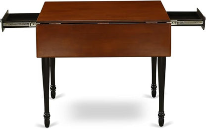 East West Furniture MZNO5-BCH-W 5 Piece Modern Dining Table Set Includes a Rectangle Wooden Table with Dropleaf and 4 Kitchen Dining Chairs, 36x54 Inch, Black & Cherry