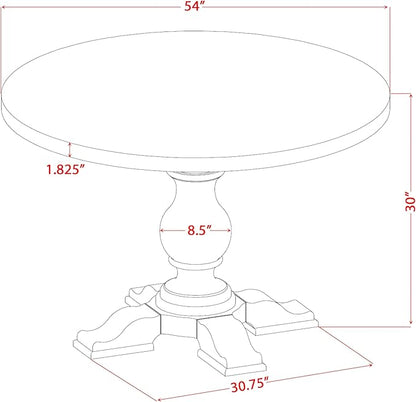I55-11-TP Breakfast Table with Acacia Wood Round Tabletop and Stylish Pedestal Base - Sand Blasted Black Finish