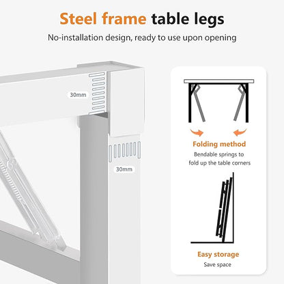 DlandHome 47 inches Folding Table Computer Desk Portable Table Activity Table Conference Table Home Office Desk, Fully Assembled White DND-ND5-120WW