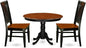 East West Furniture HLWE3-BCH-W 3 Piece Dining Room Table Set Contains a Round Kitchen Table with Pedestal and 2 Dining Chairs, 42x42 Inch, Black & Cherry