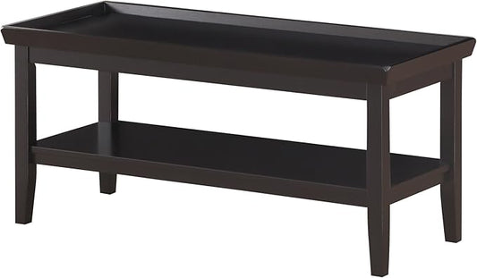 Convenience Concepts Ledgewood Coffee Table 42" - Modern Center Room Accent with Storage Shelf for Transitional, Traditional Living & Family Room, Black