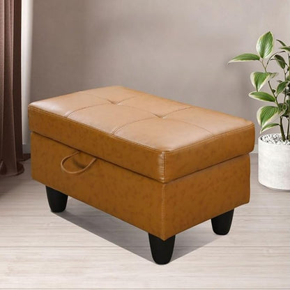 Ginger L-Shaped 3-Piece Faux Leather Sofa with Storage Ottoman Set, Sectional Couch Sofa Set for Living Room, Office, Small Space