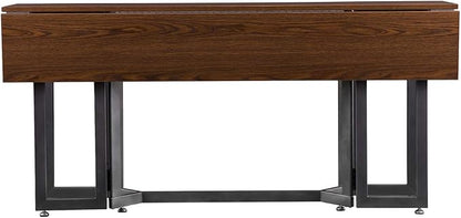 SEI Furniture Driness Drop Leaf Convertible Console to Dining Table, Dark Tobacco, Gunmetal Gray