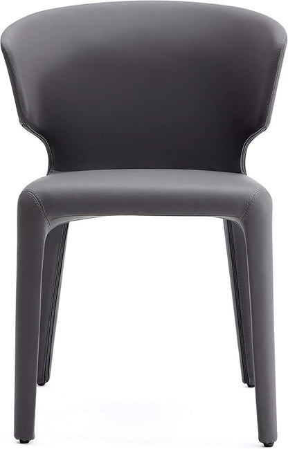 Manhattan Comfort Conrad Mid Century Modern Dining Chairs Woven Tweed Upholstered Kitchen Furniture with Contoured Back, Foam Padding & Metal Legs, Set of 2, Grey