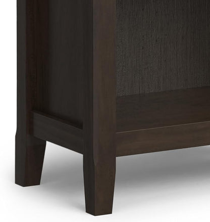 SIMPLIHOME Amherst Bookcase - 70 inch Tall 5-Shelf Solid Wood Bookshelf in Hickory Brown, Transitional Storage for Living Room, Study Room or Office with Adjustable Shelves and Tapered Legs