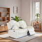Electric Power Recliner Loveseat Set Living Room Furniture, Comfy Home Theater Breathing Leather Seating with USB 2.0 Charging Ports, LED Light Strips, Mid Console and Cupholders (White)