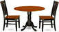 East West Furniture DLWE3-BCH-W 3 Piece Kitchen Table & Chairs Set Contains a Round Dining Table with Dropleaf and 2 Dining Room Chairs, 42x42 Inch, Black & Cherry