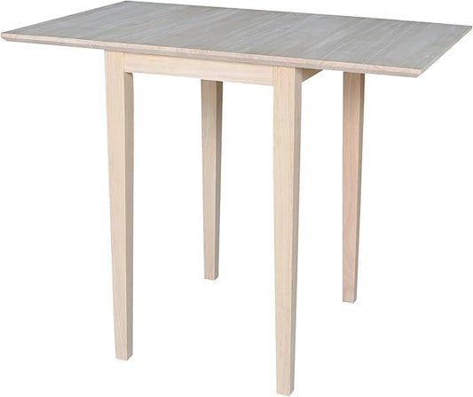 Solid Wood Small Drop Leaf Dining Table in Sturdy Parawood, Dual Drop Leaf Table with 9" Drop Leaf on Each Side, 36"W x 22"D x 29"H, Floor to Apron 26.5 Inches, Easy Assembly, Unfinished